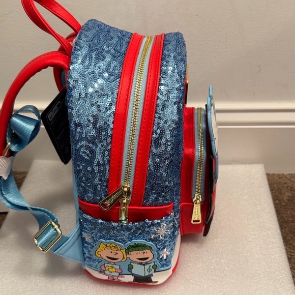 Loungefly Blue and Red Snoopy Sequin Backpack - Picture 5 of 7